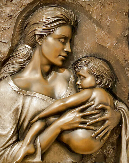 Devotion Bronze Relief Sculpture 1998 33 in Sculpture by Bill Mack