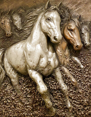 Freedom Horses Mixed Metal Sculpture 2011 49x48 in - Huge Sculpture - Bill Mack