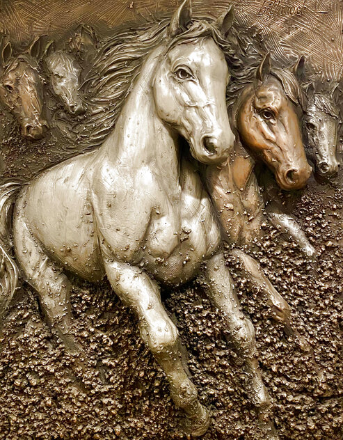Freedom Horses -  Mixed Metal Sculpture 2011 49x48 in - Huge Sculpture by Bill Mack