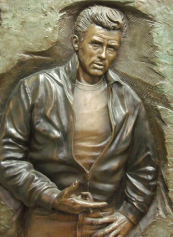 Rebel James Dean Bonded Bronze Sculpture 1989 41x31 - Huge Sculpture - Bill Mack