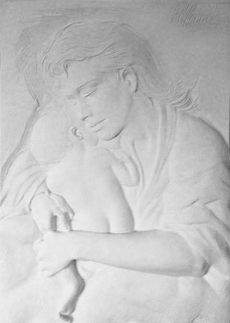 Mother and Child Bonded Sand Relief Sculpture 24x18 Sculpture - Bill Mack