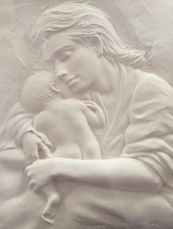 Mother and Child Bonded Sand Relief Sculpture 2002 24x18 Sculpture - Bill Mack