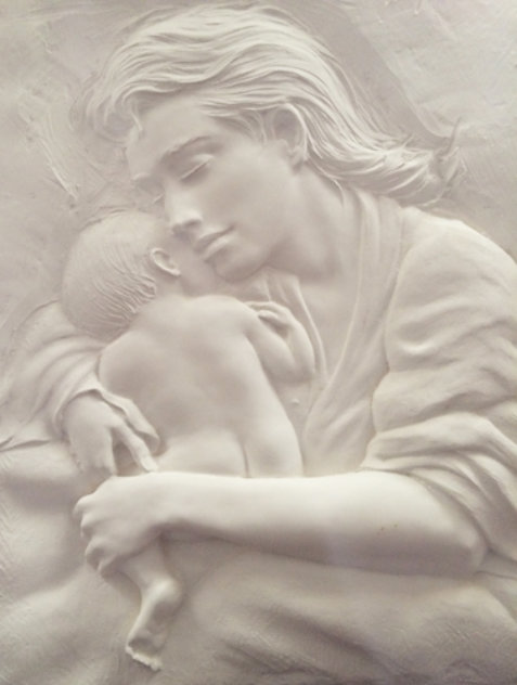 Mother and Child Bonded Sand Relief Sculpture 2002 24x18 Sculpture by Bill Mack