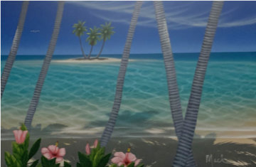 Three Palm Island 2000 32x28 Original Painting - Dan Mackin Three Palm Island 2000 32x28 Original Painting - Dan Mackin