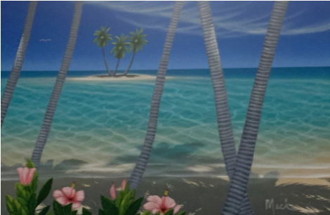 Three Palm Island 2000 32x28 Original Painting - Dan Mackin