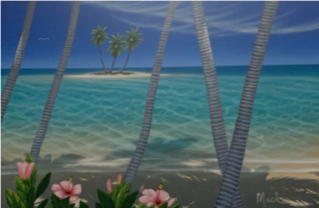 Three Palm Island 2000 32x28 Original Painting by Dan Mackin