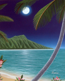 Diamond Head Moon 2000 48x42 Super Huge Original Painting - Dan Mackin Diamond Head Moon 2000 48x42 Super Huge Original Painting - Dan Mackin
