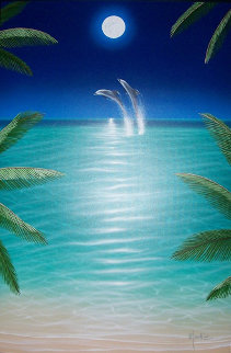 Dolphin Duo 2001 42x30 Original Painting - Dan Mackin Dolphin Duo 2001 42x30 Original Painting - Dan Mackin