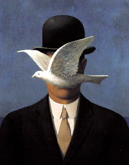 Man With Bowler Hat and Dove Limited Edition Print - Rene Magritte Man With Bowler Hat and Dove Limited Edition Print - Rene Magritte