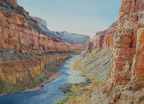 View  From Nankoweap 2004 18x24 - Arizona Grand Canyon Original Painting - Merrill Mahaffey