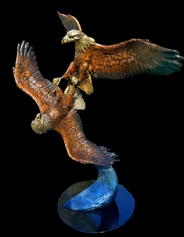 Love Connection Bronze Sculpture 1995 16 in - Eagle Sculpture - Michael Maiden