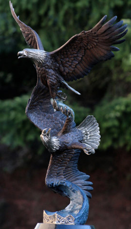 Six O'Clock Bandit Bronze Sculpture (eagle) 33 in Sculpture - Michael Maiden