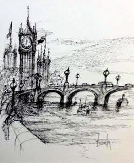 Westminster Bridge Drawing 2013 13x11 Drawing - Ben Maile Westminster Bridge Drawing 2013 13x11 Drawing - Ben Maile