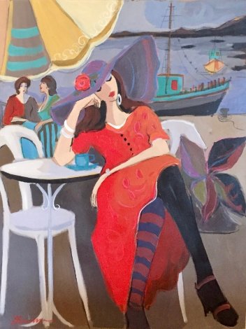 By the Riverside 2001 30x40 Huge Original Painting - Isaac Maimon