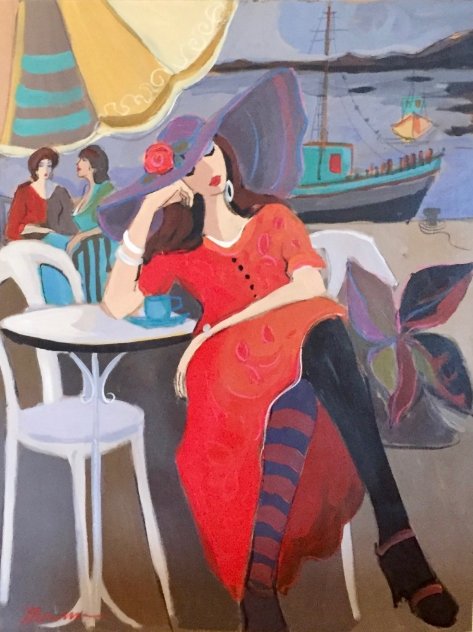 By the Riverside 2001 30x40 Huge Original Painting by Isaac Maimon