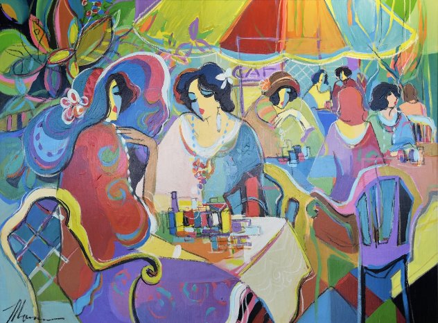 Paris in Spring Time 42x52 Huge  - France Original Painting by Isaac Maimon
