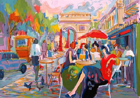 Bus Stop Cafe 1998 - Paris, France Made by Hand of the Artist AP 1/50 Limited Edition Print - Isaac Maimon