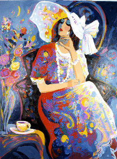Sitting Pretty 1999 50x40 Huge Original Painting - Isaac Maimon Sitting Pretty 1999 50x40 Huge Original Painting - Isaac Maimon