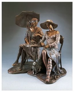 Cafe Carnivale Set of 2 Bronze Sculptures 19x7 Sculpture - Isaac Maimon Cafe Carnivale Set of 2 Bronze Sculptures 19x7 Sculpture - Isaac Maimon