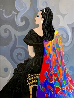 Portrait of a Seated Woman in Black 50x40 Super Huge Original Painting - Isaac Maimon Portrait of a Seated Woman in Black 50x40 Super Huge Original Painting - Isaac Maimon