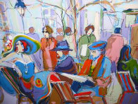 Lunch Outdoors 30x40 Huge Original Painting by Isaac Maimon - 0