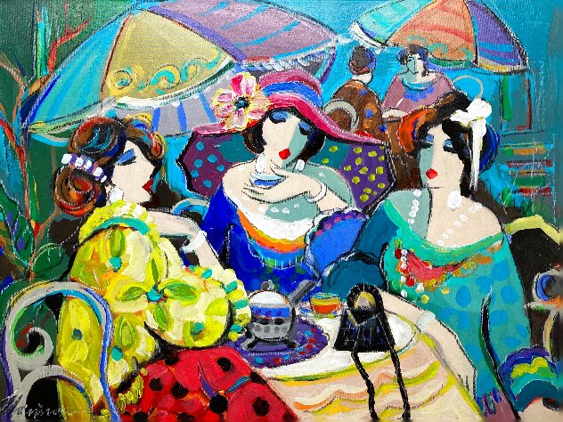 Cafe Scene I 2003 30x40 - Huge Original Painting by Isaac Maimon