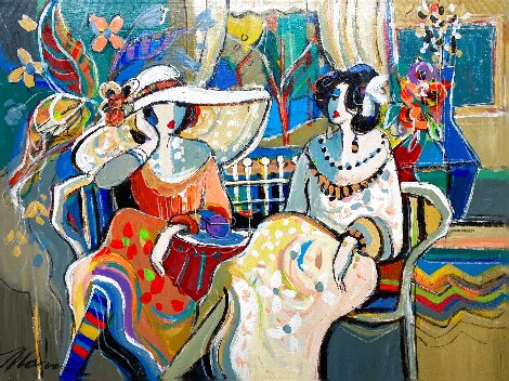 Cafe Scene II 2002 30x40 - Huge Original Painting - Isaac Maimon