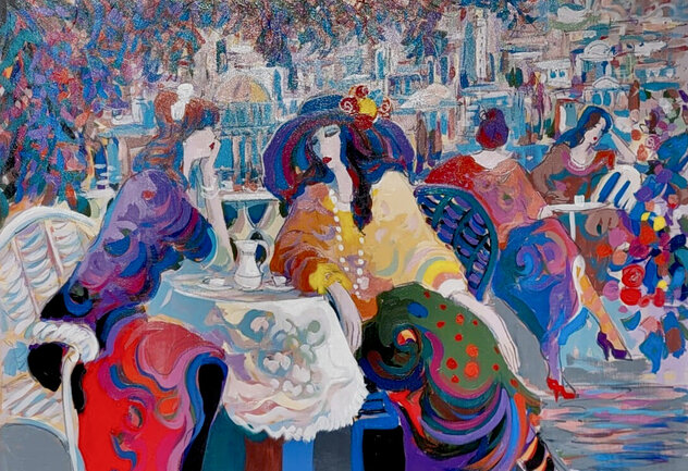 Cafe Scene Oil on Canvas by Isaac Maimon - For Sale on Art Brokerage