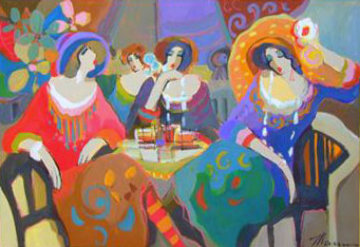Untitled Cafe Ladies 2007 34x50 Huge Original Painting - Isaac Maimon Untitled Cafe Ladies 2007 34x50 Huge Original Painting - Isaac Maimon