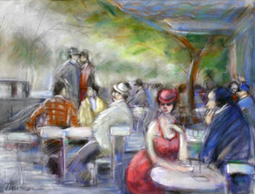 Untitled Watercolor (Cafe Scene) 19x25 Watercolor - Isaac Maimon Untitled Watercolor (Cafe Scene) 19x25 Watercolor - Isaac Maimon