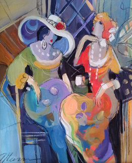 Pair of Gals 27x23 Original Painting - Isaac Maimon Pair of Gals 27x23 Original Painting - Isaac Maimon