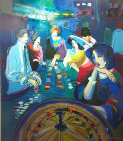 Untitled French Casino Painting -  41x31 Huge Original Painting - Isaac Maimon