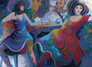Happy Hour II 1998 39x55 Super Huge Original Painting - Isaac Maimon Happy Hour II 1998 39x55 Super Huge Original Painting - Isaac Maimon