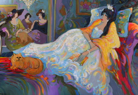 Dreaming 1998 38x54 Huge Original Painting - Isaac Maimon