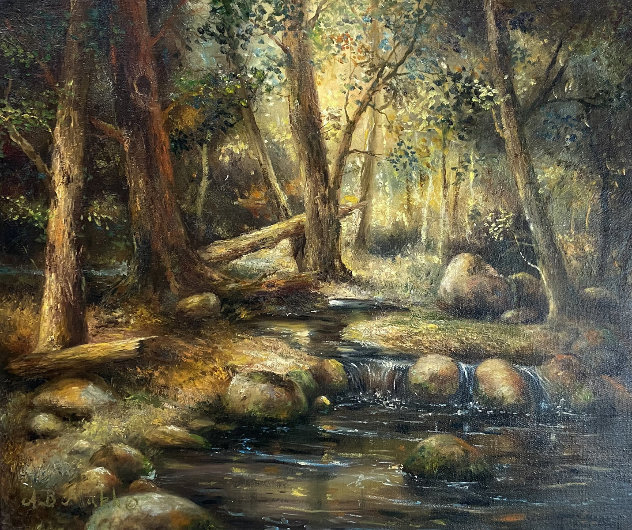 Forest Stream 1977 27x31 Original Painting by A.B. Makk