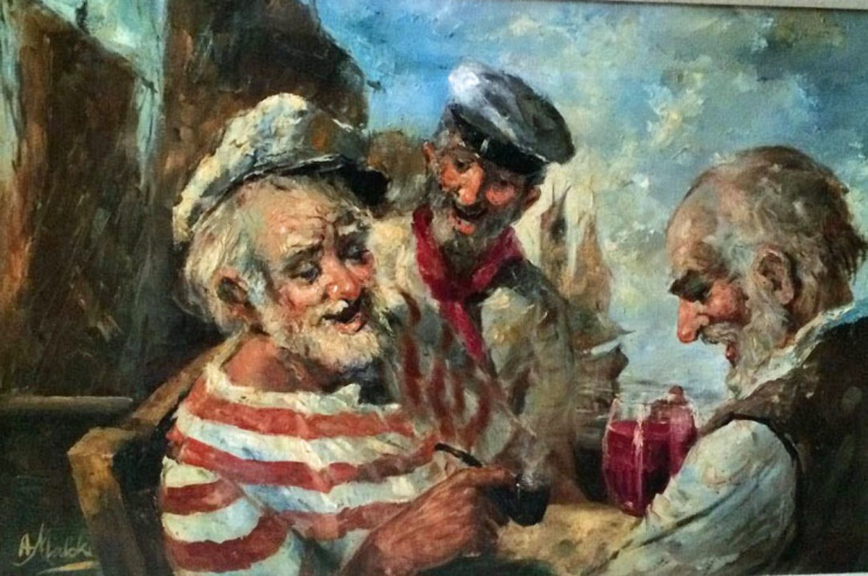 Old Salts 1970 44x32 Huge Original Painting by Americo Makk Old Salts 1970 44x32 Huge Original Painting by Americo Makk