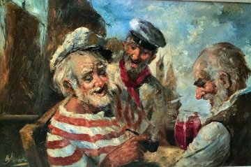 Old Salts 1970 44x32 Original Painting - Americo Makk Old Salts 1970 44x32 Original Painting - Americo Makk