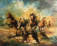 Running 29x35 Original Painting by Americo Makk - 0 Running 29x35 Original Painting by Americo Makk - 0