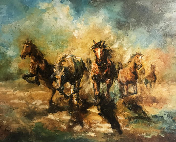 Running 29x35 Original Painting - Americo Makk Running 29x35 Original Painting - Americo Makk