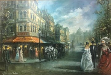 Carriage Trade 37x50 Super Huge Original Painting - Americo Makk Carriage Trade 37x50 Super Huge Original Painting - Americo Makk
