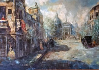 Untitled (Paris Scene) 33x57 Huge Original Painting by Americo Makk - 0