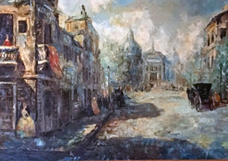 Untitled (Paris Scene) 33x57 Huge Original Painting - Americo Makk