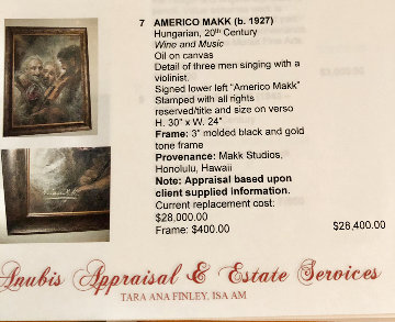 Wine And Music 1974 33x27 Original Painting - Americo Makk Wine And Music 1974 33x27 Original Painting - Americo Makk