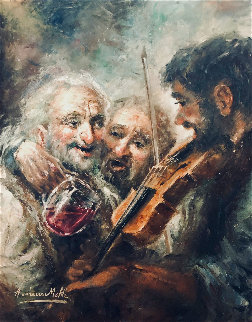 Wine and Music 1974 33x27 Original Painting - Americo Makk Wine and Music 1974 33x27 Original Painting - Americo Makk