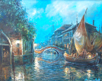 Venetian Waters 26x32 Original Painting - Americo Makk Venetian Waters 26x32 Original Painting - Americo Makk