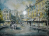 Parisian Cafe Watercolor 1986 37x44 - Huge  - France Watercolor by Americo Makk - 0