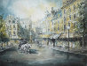 Parisian Cafe Watercolor 1986 37x44 - Huge  - France Watercolor by Americo Makk - 2