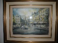 Parisian Cafe 37x44 Huge Watercolor by Americo Makk - 1