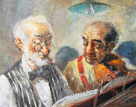 Two Elderly Musicians 38x32 Original Painting by Americo Makk - 0 Two Elderly Musicians 38x32 Original Painting by Americo Makk - 0