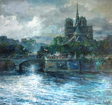 Notre Dame 1994 42x46 Huge Original Painting - Eva Makk